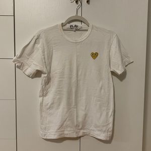 PLAY white tee with gold heart